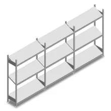 Voordeelrij legbordstelling met schuine legborden Heavy Duty 2000x3900x400mm (hxbxd) 3 niveaus 150 kg