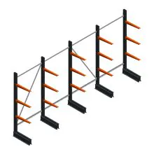 Voordeelrij lichte draagarmstelling BR enkelzijdig 2000x4100x500 mm (hxbxd) 3 niveaus
