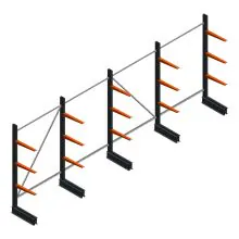 Voordeelrij lichte draagarmstelling BR enkelzijdig 2000x5100x500 mm (hxbxd) 3 niveaus