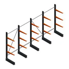Voordeelrij lichte draagarmstelling BR enkelzijdig 2000x4100x600 mm (hxbxd) 3 niveaus