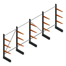Voordeelrij lichte draagarmstelling BR enkelzijdig 2000x5100x600 mm (hxbxd) 3 niveaus
