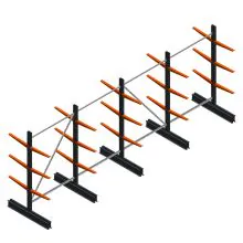 Voordeelrij lichte draagarmstelling BR dubbelzijdig 2000x5100x500 mm (hxbxd) 3 niveaus