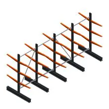 Voordeelrij lichte draagarmstelling BR dubbelzijdig 2000x4100x600 mm (hxbxd) 3 niveaus