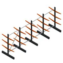 Voordeelrij lichte draagarmstelling BR dubbelzijdig 2000x5100x600 mm (hxbxd) 3 niveaus