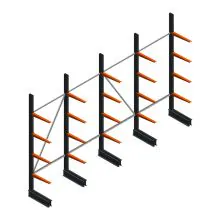 Voordeelrij lichte draagarmstelling BR enkelzijdig 2500x4100x500 mm (hxbxd) 4 niveaus
