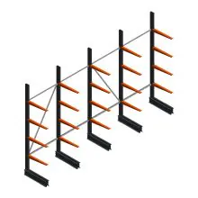 Voordeelrij lichte draagarmstelling BR enkelzijdig 2500x4100x600 mm (hxbxd) 4 niveaus