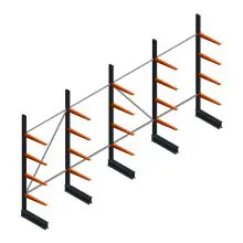 Voordeelrij lichte draagarmstelling BR enkelzijdig 2500x5100x600 mm (hxbxd) 4 niveaus