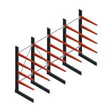 Voordeelrij medium draagarmstelling enkelzijdig 2500x4000x1000mm (hxbxd) 4 niveaus 175/arm