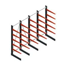 Voordeelrij medium draagarmstelling enkelzijdig 3000x4000x1000mm (hxbxd) 5 niveaus 275/arm