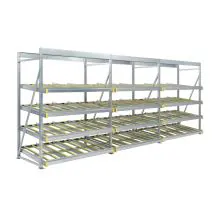 Flowrack doorrolstelling 2304x5570x1230mm 4 niveaus recht voordeelrij