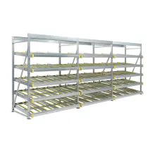 Flowrack doorrolstelling 2304x5570x1230mm 5 niveaus recht voordeelrij