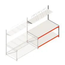 Inpaktafel dubbellaags met opbouw 1905x1000x2000 mm (bxdxh) aanbouwsectie