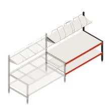 Verstelbare inpaktafel dubbellaags met opbouw 1950x1000x1600-1750 mm (lxdxh) aanbouwsectie