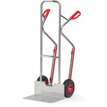 Aluminium steekwagen 200 kg 1300 mm met luchtbanden, extra grote schep en glijstrips