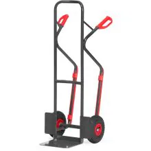 Stalen steekwagen 300 kg 1300 mm met luchtbanden en glijstrips antraciet