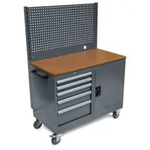 Mobiele werkbank met gereedschapswand 5 laden en kast grijs 1570x1120x570 (hxbxd)