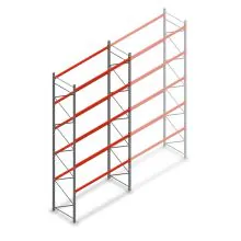 Palletstelling AR T2 6000x2700x1100mm (hxbxd) 5 niveaus 2844kg/niv L2 beginsectie met voorgemonteerde frames