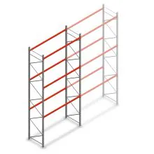 Palletstelling AR T2 6000x2700x1100mm (hxbxd) 3 niveaus 2844kg/niv L2 beginsectie met voorgemonteerde frames