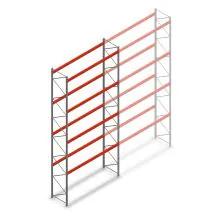 Palletstelling AR T2 8000x3600x1100mm (hxbxd) 4 niveaus 3004kg/niv beginsectie met voorgemonteerde frames