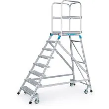 Verrijdbare platformtrap Zarges roosterstaal enkel 8 treden 1920 mm