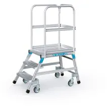 Verrijdbare platformtrap Zarges aluminium enkel 3 treden 720 mm