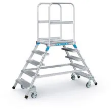 Verrijdbare platformtrap Zarges aluminium dubbel 2x5 treden 1200 mm