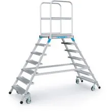 Verrijdbare platformtrap Zarges aluminium dubbel 2x7 treden 1680 mm