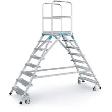 Verrijdbare platformtrap Zarges aluminium dubbel 2x8 treden 1920 mm