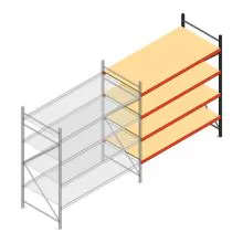 Grootvakstelling AR 2250x2250x1000 mm (hxbxd) 4 niveaus verzinkt aanbouwsectie met voorgemonteerde frames