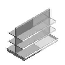 Gondola Tego winkelstelling 1400x1000x370 mm (hxbxd) 3 niveaus RAL9006 beginsectie