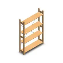 Houten legbordstelling BT Euro 1800x1170x300 mm (hxbxd) 4 niveaus beginsectie