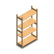 Houten legbordstelling BT Euro 1800x970x400 mm (hxbxd) 4 niveaus beginsectie