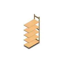 Houten legbordstelling BT Euro 2100x970x500 mm (hxbxd) 5 niveaus aanbouwsectie 