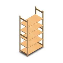 Houten legbordstelling BT Euro 2400x1170x600 mm (hxbxd) 5 niveaus beginsectie
