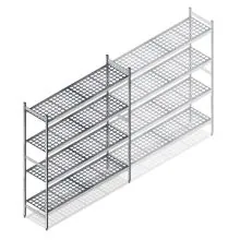 Hygiënische stelling 5711 1800x1070x460 mm (hxbxd) 4 niveaus beginsectie