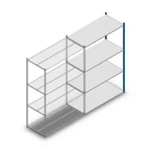 Legbordstelling Medium Duty 2000x1300x600mm (hxbxd) 4 niveaus blauw aanbouwsectie