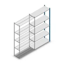Legbordstelling Medium Duty 2200x1150x400mm (hxbxd) 5 niveaus blauw aanbouwsectie