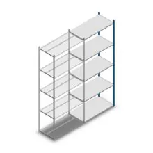Legbordstelling Medium Duty 2500x1000x500mm (hxbxd) 5 niveaus blauw aanbouwsectie