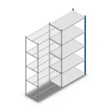 Legbordstelling Medium Duty 2500x1150x600mm (hxbxd) 5 niveaus blauw aanbouwsectie