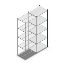 Legbordstelling Medium Duty 2500x850x600mm (hxbxd) 5 niveaus blauw aanbouwsectie