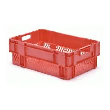 Stapelbare, nestbare transportkrat DTK1 600x400x210 mm (lxbxh) rood
