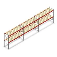 Voordeelrij gebruikte AR T2 palletstelling 2500x11120x1100mm (hxbxd) 2 niveaus met vlonders