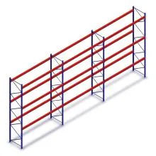 Voordeelrij gebruikte Mecalux palletstelling 4000x11200x1100 mm (hxbxd) 3 niveaus