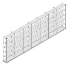 Voordeelrij legbordstelling Medium Duty 2500x7000x400 mm (hxbxd) 6 niveaus verzinkt