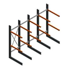 Voordeelrij zware draagarmstelling enkelzijdig 3000x4882x1200mm (hxbxd) 2 niveaus 345kg/arm