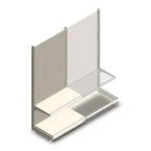 Wandstelling met perforatie Tego 2200x1000x570 mm (hxbxd) 2 niveaus RAL9001 beginsectie