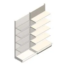 Wandstelling Tego 2200x1000x470 mm (hxbxd) 5 niveaus RAL9001 aanbouwsectie