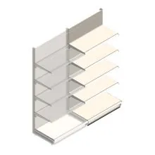 Wandstelling Tego 2200x1000x570 mm (hxbxd) 5 niveaus RAL9001 aanbouwsectie