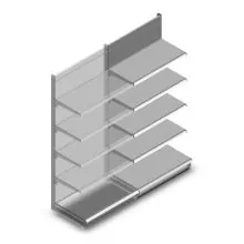 Wandstelling Tego 2200x1000x570 mm (hxbxd) 5 niveaus RAL9006 aanbouwsectie
