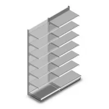 Wandstelling Tego 2800x1000x570 mm (hxbxd) 7 niveaus RAL9006 aanbouwsectie